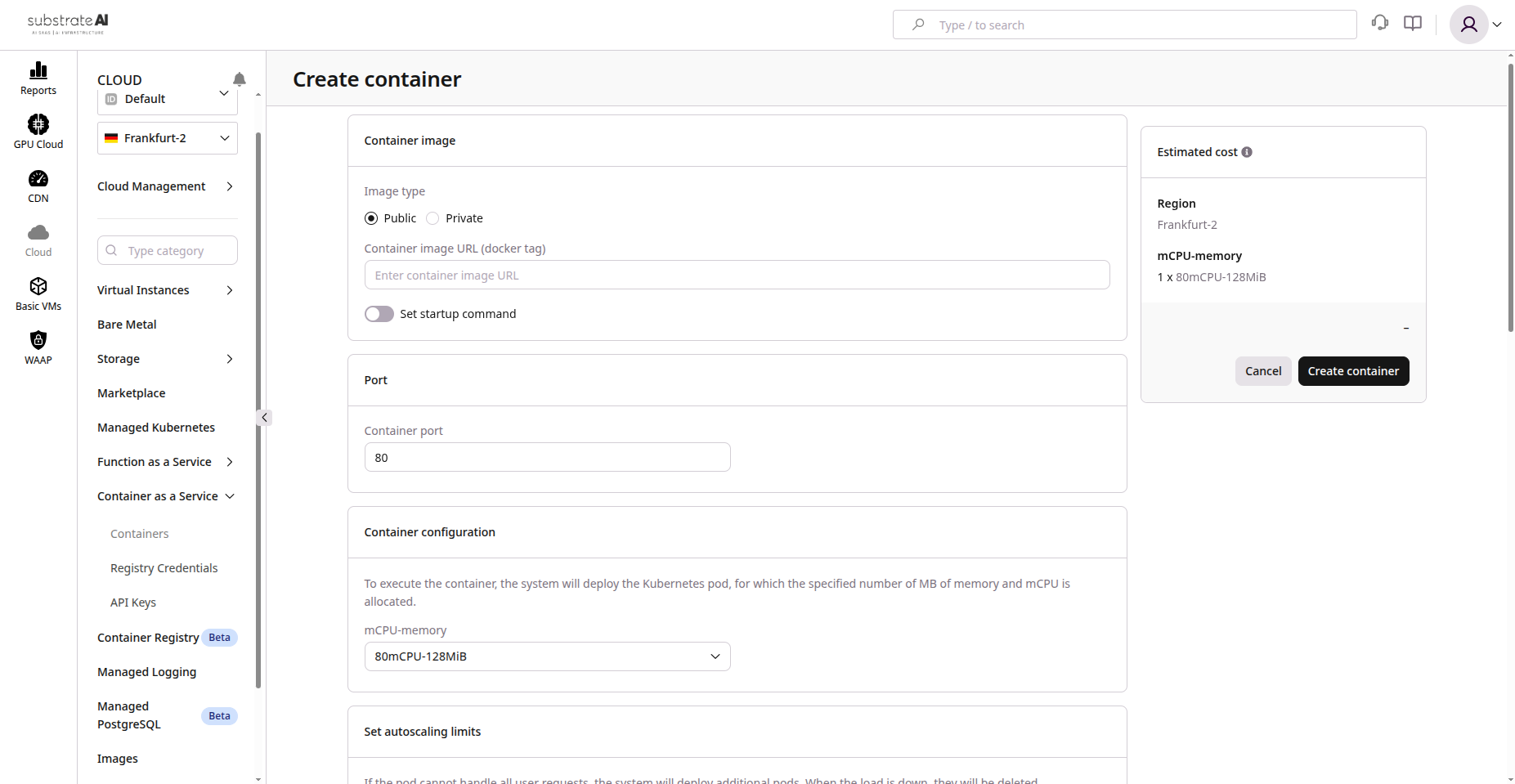 Container as a Service Interface