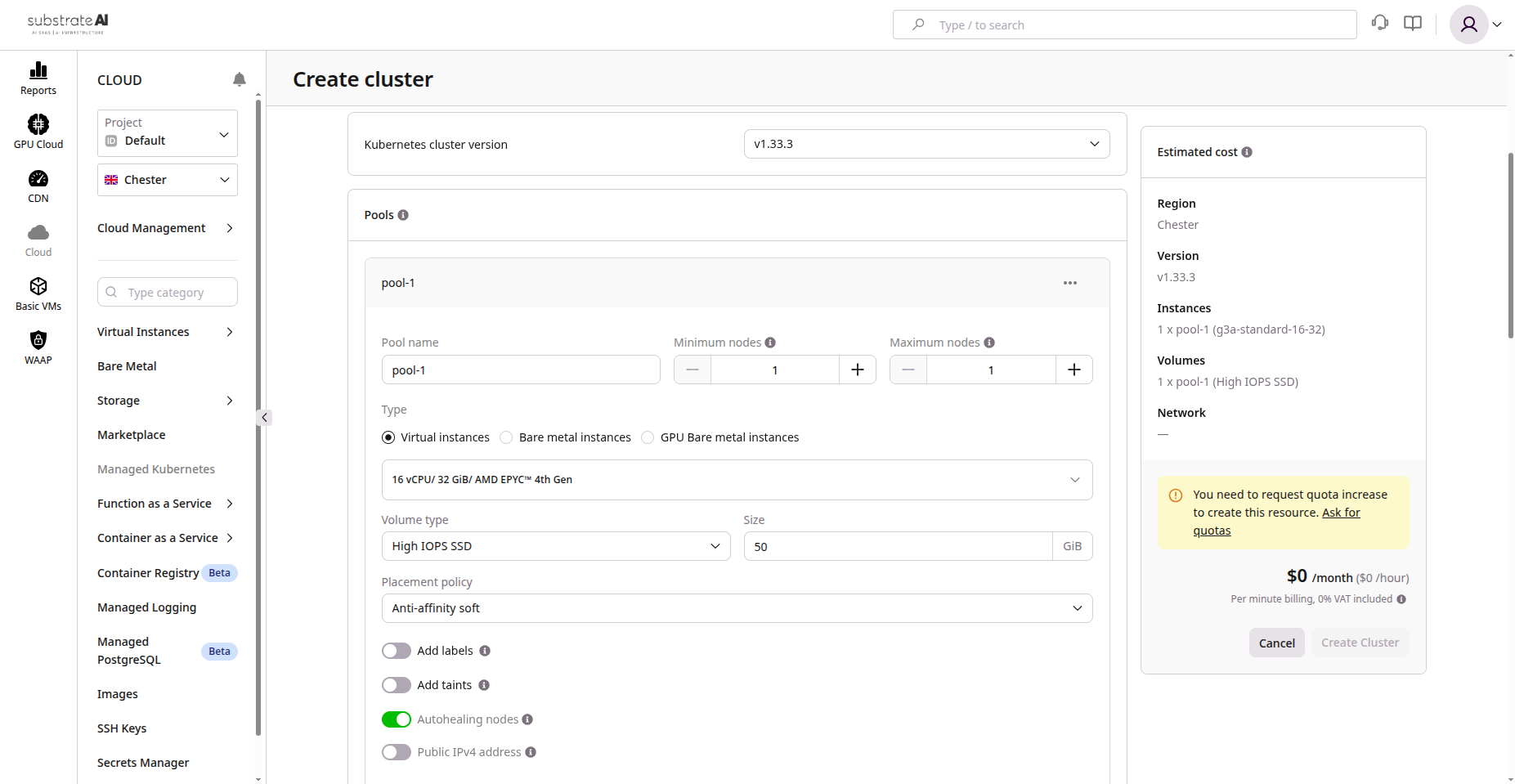 Kubernetes Cluster Interface